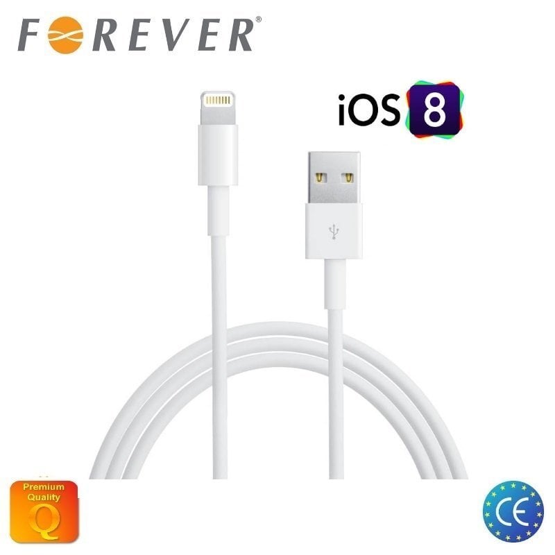 Forever USB Datu un uzlādes Kabelis uz Lightning iPhone 5 5S 6 iPhone SE Balts 3m (MD818 Analogs) (EU Blister) цена и информация | Savienotājkabeļi | 220.lv