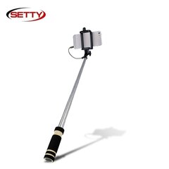 Setty Mini Kabatas Selfie Stick 61cm Teleskopisks - (fiksātors 6-8.5cm) ar 3.5mm Audio Jack un foto pogu rokturī Melns cena un informācija | Selfie Sticks | 220.lv