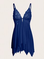 Kawaii Contrast Lace Asimetriski Hem Slips ar siksnu·Royal Blue·L цена и информация | Трусики | 220.lv