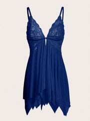 Kawaii Contrast Lace Asimetriski Hem Slips ar siksnu·Royal Blue·M цена и информация | Трусики | 220.lv