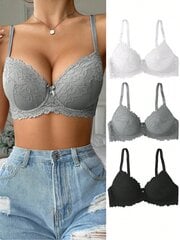 3gab Floral Lace Underwire Bra apakšveļa·Daudzkrāsains·75C cena un informācija | Krūšturi | 220.lv