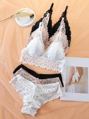 Seksīgs, moderns ielas stila ikdienas sieviešu apakšveļas komplekts ar mežģīnēm un muguru skaistumu krūšturi, Cami bikšu augšdaļu un bralette, 3 krāsu kombinētais, daudzkrāsains·M cena un informācija | Krūšturi | 220.lv