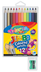 Цветные карандаши с точилкой COLORINO KIDS Jumbo, 12 цветов цена и информация | Принадлежности для рисования, лепки | 220.lv