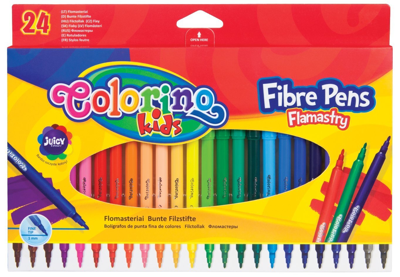 Flomāsteri COLORINO KIDS, 24 krāsas cena un informācija | Modelēšanas un zīmēšanas piederumi | 220.lv