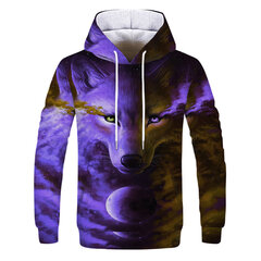 (W1186-XXS）Maģiskā krāsa Galaxy Wolf Hoodie Hoodies Vīriešu цена и информация | Мужские толстовки | 220.lv