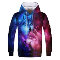 (W1187-XXS）Maģiskā krāsa Galaxy Wolf Hoodie Hoodies Vīriešu цена и информация | Мужские толстовки | 220.lv