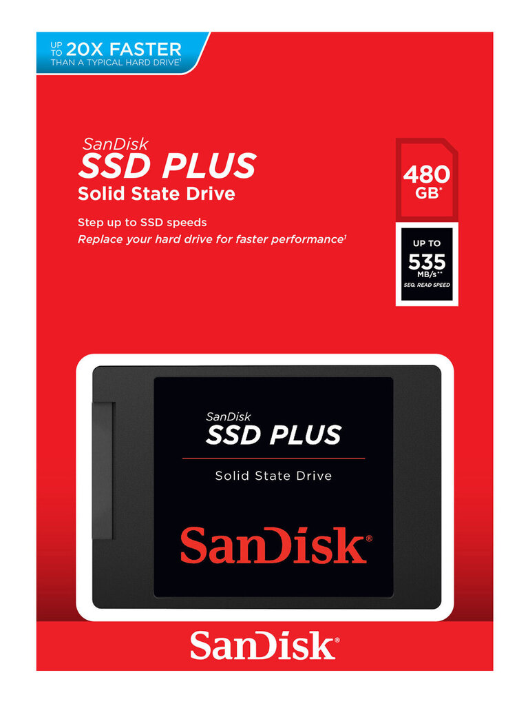 SanDisk PLUS 480GB SATA3 (SDSSDA-480G-G26) cena un informācija | Iekšējie cietie diski (HDD, SSD, Hybrid) | 220.lv