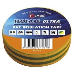 Izolācijas lente PVC 19mm/20m green/yellow, EMOS cena un informācija | Rokas instrumenti | 220.lv
