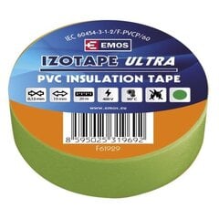 Izolācijas lente PVC 19mm/20m green, EMOS cena un informācija | Rokas instrumenti | 220.lv
