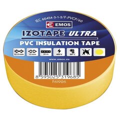 Izolācijas lente PVC 0.13x19mm (20m), Yellow cena un informācija | Rokas instrumenti | 220.lv