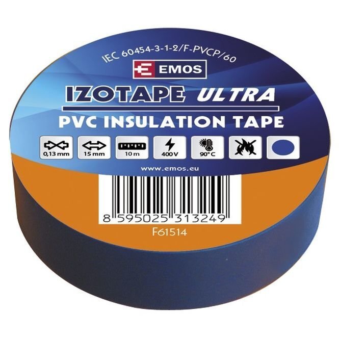 Izolācijas lente PVC IZOTAPE ULTRA 15/10 zila цена и информация | Rokas instrumenti | 220.lv