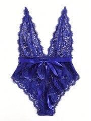 Klasisks Sexy Plus ziedu mežģīņu jostas Teddy Bodysuit·Royal Blue·2XL цена и информация | Нательные женские майки | 220.lv