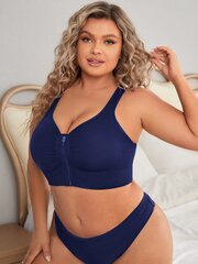 Plus ciets rāvējslēdzējs priekšā Bra·navy Blue·3XL цена и информация | Нательные женские майки | 220.lv