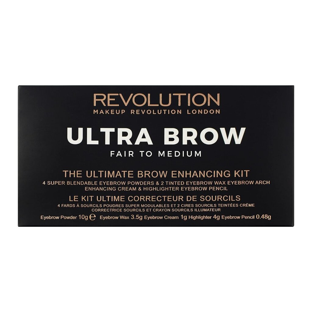 Komplekts uzacu korekcijai Makeup Revolution London Ultra Brow 19 g cena un informācija | Acu ēnas, skropstu tušas, zīmuļi, serumi | 220.lv