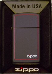 Komplekts ZIPPO Šķiltavas BLACK MATTE RED BORDER LOGO SLIM dāvanu komplekts No4 cena un informācija | Šķiltavas un aksesuāri | 220.lv