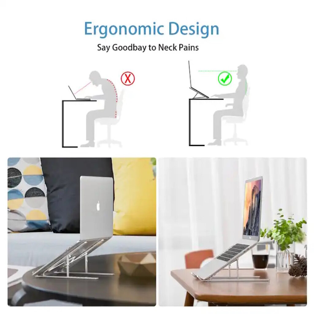 iLike STM1 Salokāms Metāla paliknis poratīvajam (10-17.3'') & Planšetdatoram Staīvs ar regulējamu leņķi Sudraba cena un informācija | Citi aksesuāri planšetēm un e-grāmatām | 220.lv