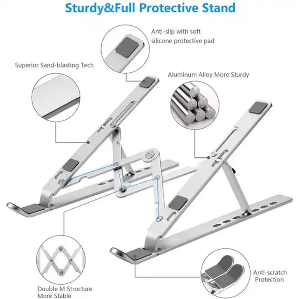 iLike STM1 Salokāms Metāla paliknis poratīvajam (10-17.3'') & Planšetdatoram Staīvs ar regulējamu leņķi Sudraba cena un informācija | Citi aksesuāri planšetēm un e-grāmatām | 220.lv