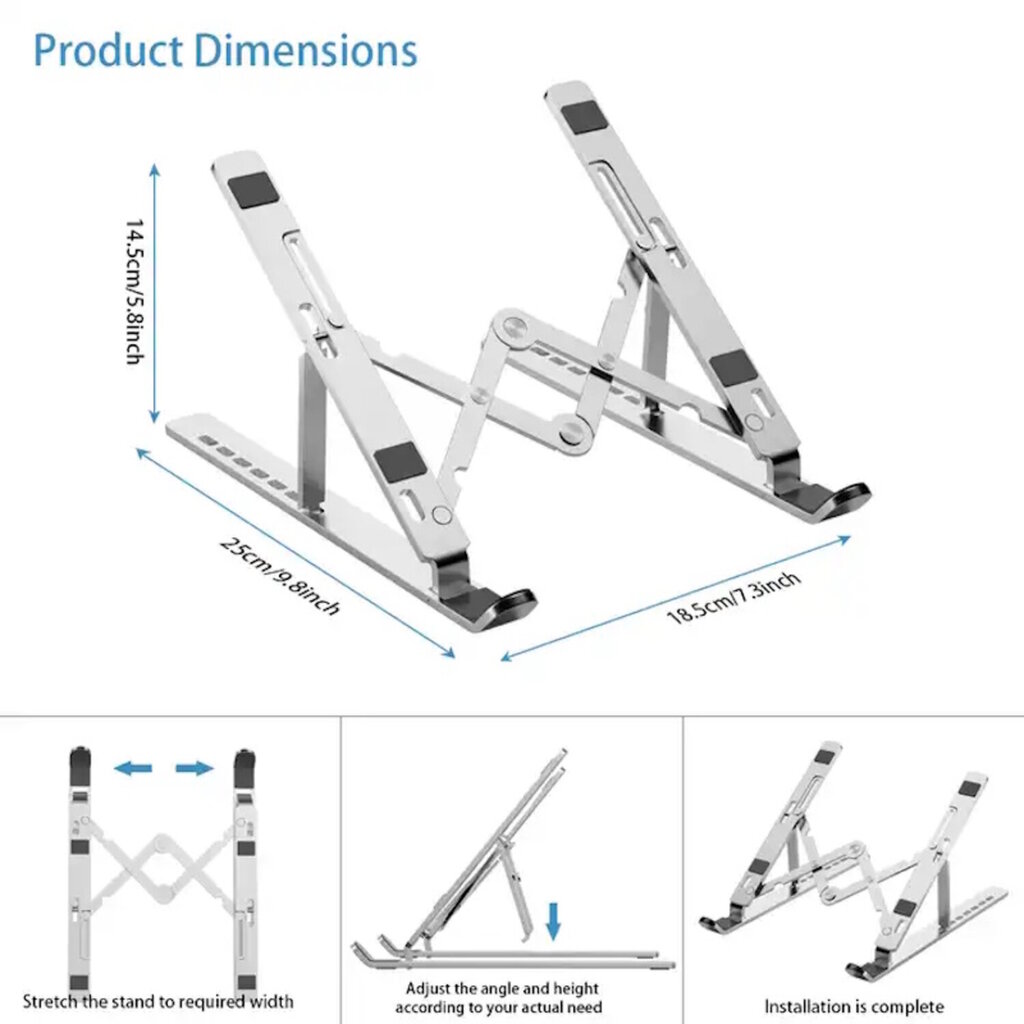 iLike STM1 Salokāms Metāla paliknis poratīvajam (10-17.3'') & Planšetdatoram Staīvs ar regulējamu leņķi Sudraba cena un informācija | Citi aksesuāri planšetēm un e-grāmatām | 220.lv