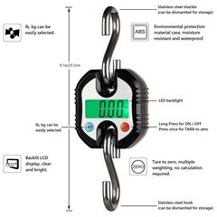 Digitālie celtņa svari bagāžas svari āķa svari virtuves svari portatīvie celtņa svari rūpnieciskie svari 150kg ar LCD displeju makšķerēšana medības āra - melni cena un informācija | Virtuves svari | 220.lv