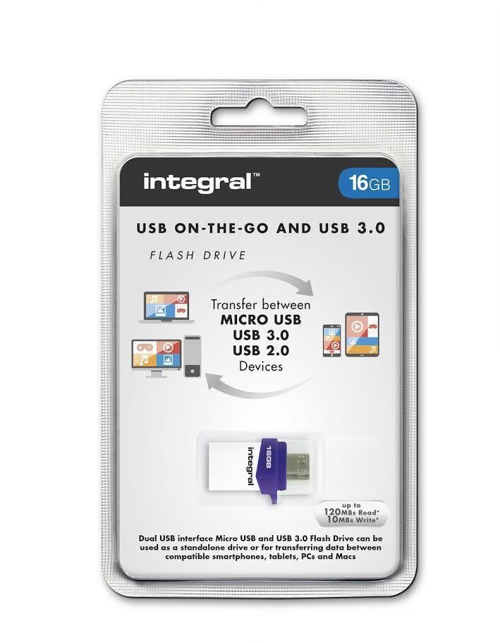 Integral flashdrive MICRO FUSION 16GB USB3.0 cena un informācija | USB Atmiņas kartes | 220.lv