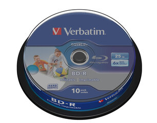 CD, Verbatim BD-R 6x 25GB 10P CB DataLife Printable 43804 cena un informācija | Vinila plates, CD, DVD | 220.lv