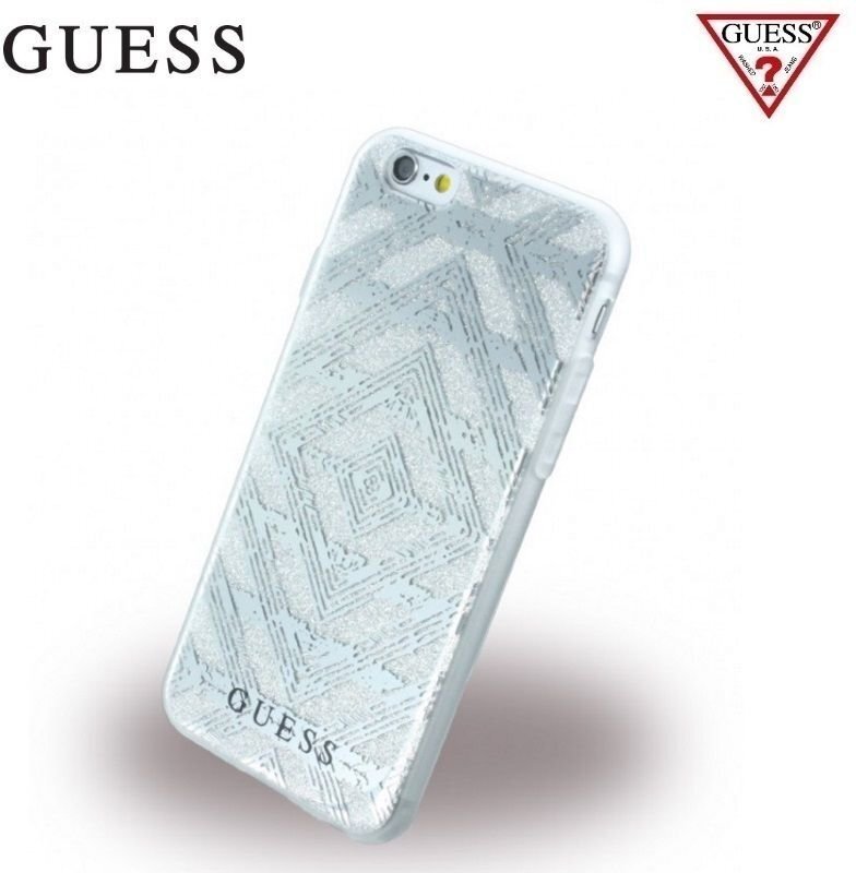 GUESS GUHCP6TGSI Aztec 3D Efekta īpaši plāns silikona aizmugures apvalks Apple iPhone 6 / 6S 4.7inch Caurspīdīgs/Sudrabains цена и информация | Telefonu vāciņi, maciņi | 220.lv