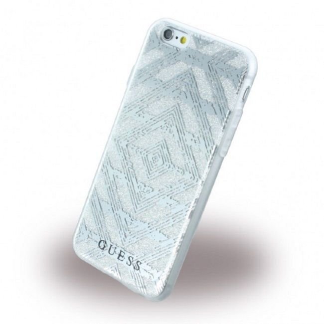 GUESS GUHCP6TGSI Aztec 3D Efekta īpaši plāns silikona aizmugures apvalks Apple iPhone 6 / 6S 4.7inch Caurspīdīgs/Sudrabains цена и информация | Telefonu vāciņi, maciņi | 220.lv