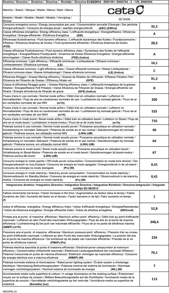 Cata GC DUAL A 75 XGBK tvaika nosūcējs cena un informācija | Tvaika nosūcēji | 220.lv