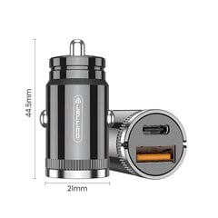 Jellico F7 57W Metāla Divu portu Ātrais Adaptīvais Auto Lādētājs USB QC 27W + PD USB-C 30W Melns cena un informācija | Lādētāji un adapteri | 220.lv