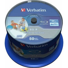 Verbatim BD-R 6x 25GB 50P CB DataLife Printable 43812 cena un informācija | Vinila plates, CD, DVD | 220.lv