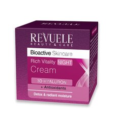 Nakts krēms Revuele Bioactive 3D Hyaluron Rich Vitality, 50 ml cena un informācija | Sejas krēmi | 220.lv