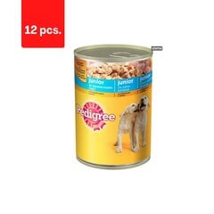 Pedigree Junior ar vistu, 400 g x 12 gab. cena un informācija | Konservi suņiem | 220.lv