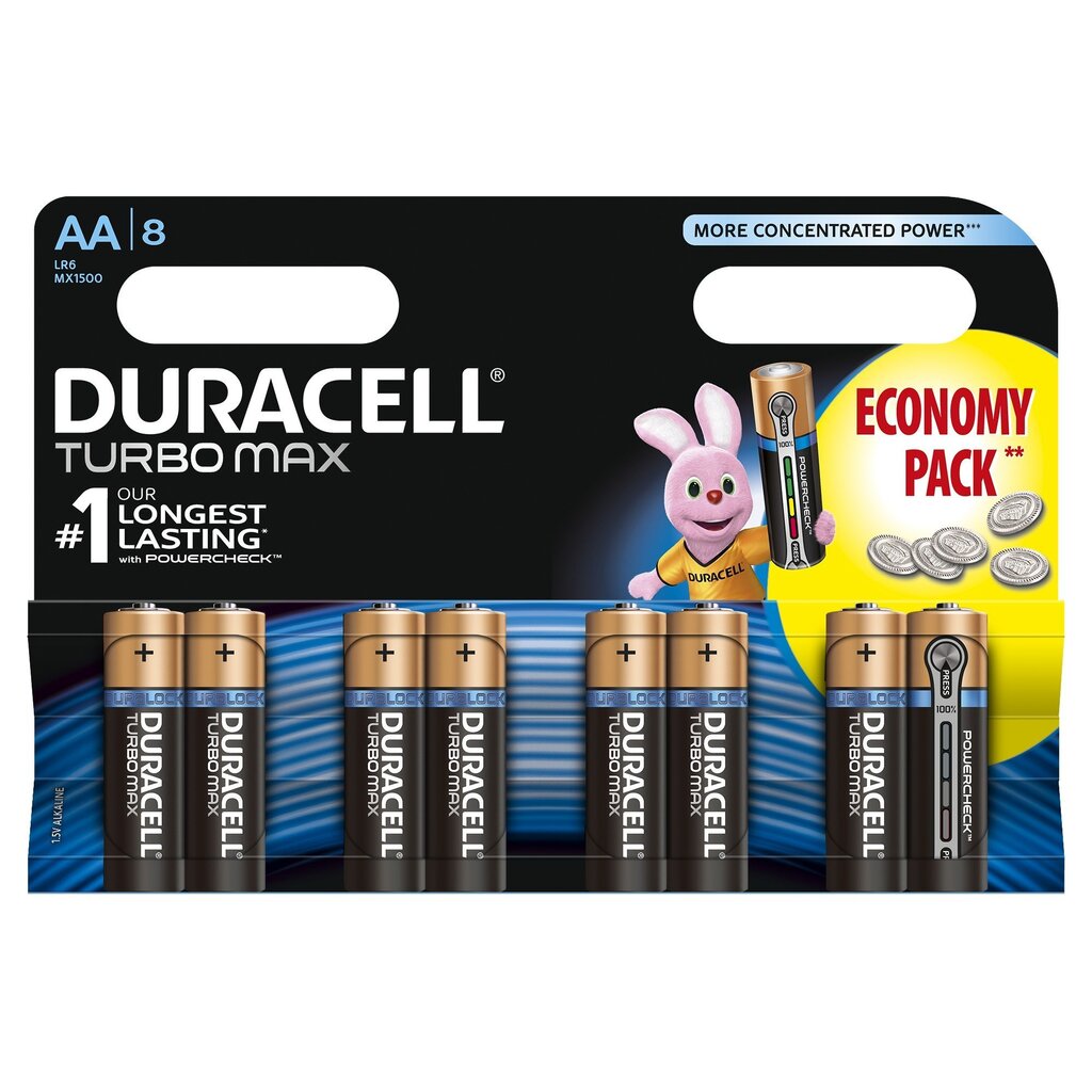 Baterijas DURACELL Turbo AA LR06, 8 gabali   цена и информация | Baterijas | 220.lv