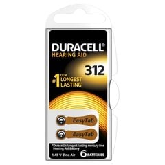 Батарейки для слухового аппарата Duracell 312, 6 шт. цена и информация | Батареи | 220.lv