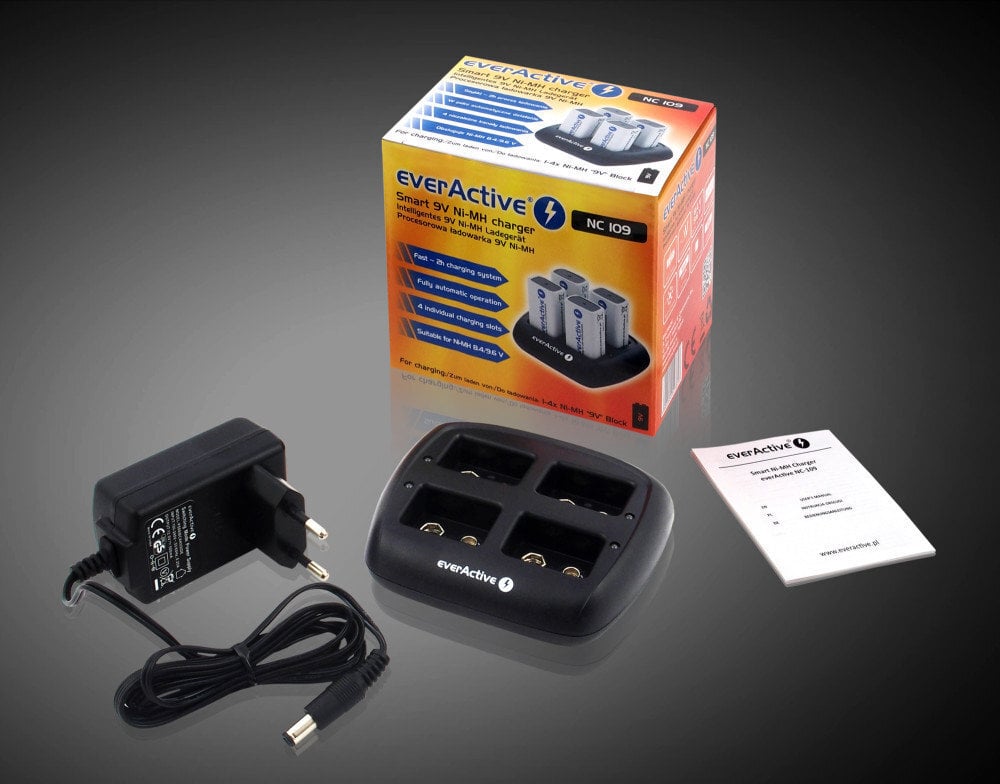 everActive automātiskais 4 x 9V bateriju lādētājs цена и информация | Akumulatori, lādētāji un piederumi | 220.lv