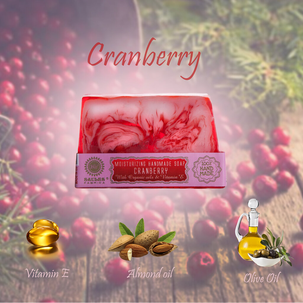 Glicerīna ziepe CRANBERRY, Saules Fabrika, 80 g cena un informācija | Ziepes | 220.lv