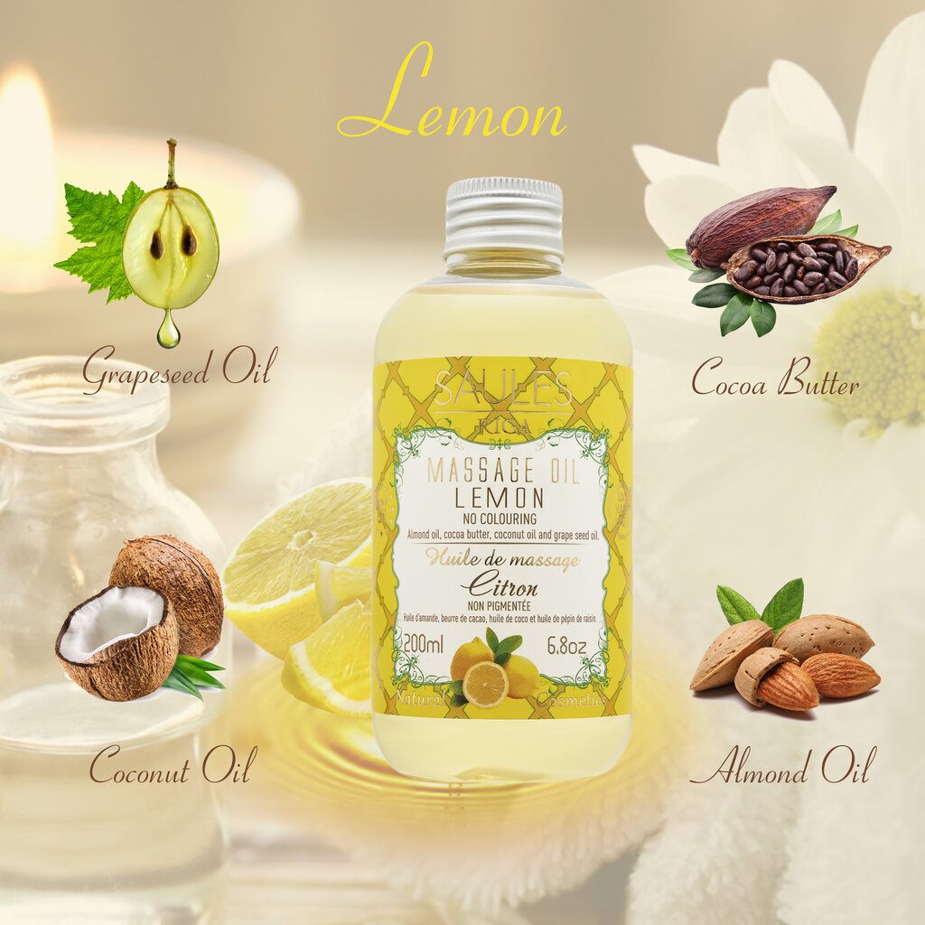 Ķermeņa masāžas eļļa LEMON Saules Fabrika 200 ml cena un informācija | Masāžas līdzekļi | 220.lv