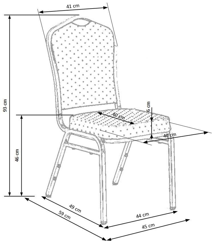 Krēsls Halmar K-66S, pusdienu/bankešu, zils/sudrabots cena un informācija | Virtuves un ēdamistabas krēsli | 220.lv