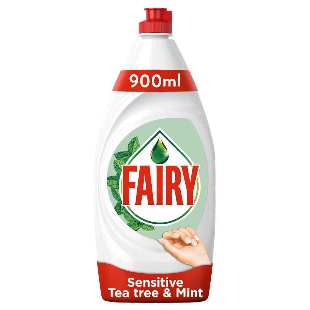 Trauku mazgāšanas līdzeklis Fairy Sensitive Tree Tea with Mint, 0.9 L cena un informācija | Trauku mazgāšanas līdzekļi | 220.lv