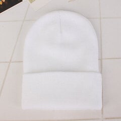 (54 līdz 64 cm balts) Vienkrāsainas Vīriešu Sieviešu Vilnas Trikotāžas Beanie Cepures Cepurīte Ziemas Silta Mīksta Kokvilna Slēpošanas cepures Gorro Skull Adīta Cepurīte Vīriešu Cepures цена и информация | Женские шапки | 220.lv