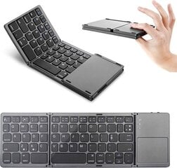 Bezvadu salokāmā membrānas tastatūra, Bluetooth USB 5.0, touchpad, saderīga ar Windows, iOS, Smart TV, Android, melna cena un informācija | Klaviatūras | 220.lv