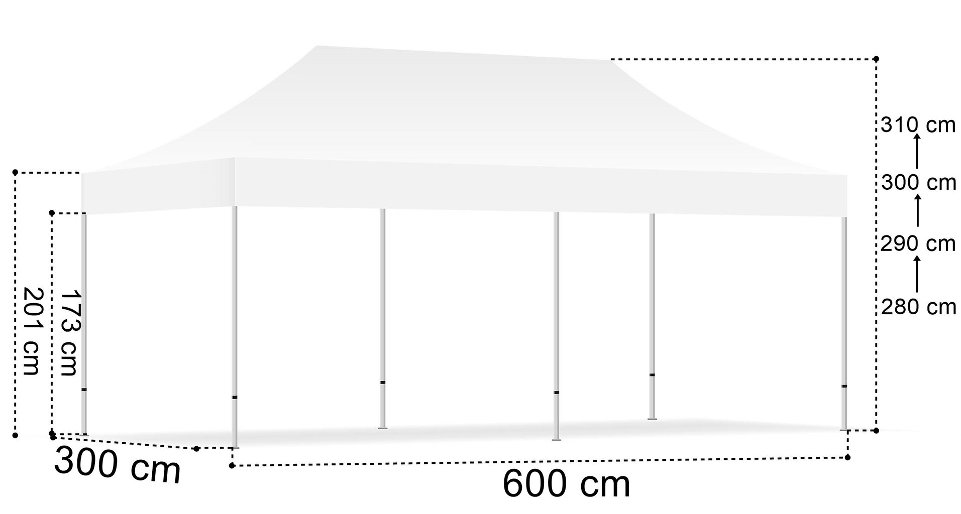 Ātri saliekams tirdzniecības paviljons - 3x6 m - 3 sienas - zaļš cena un informācija | Dārza nojumes un lapenes | 220.lv