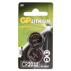 Lithium button battery GP Batteries CR2032-U2 3.0V | blister 2 pcs цена и информация | Аккумуляторы для фотокамер | 220.lv