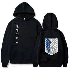 (melns-S）Japāņu Anime Graphic Hoodies Vīriešu Kawaii Attack on Titan Harajuku Džemperis Unisex цена и информация | Мужские толстовки | 220.lv