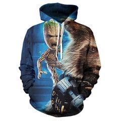 (W-1485-XS）Guardians of The Galaxy Groot Vīriešu kapuces, džemperi ar 3D apdruku, smieklīgi hip-hop kapuci, ikdienas ielas apģērbi vīriešu apģērbi ar kapuci цена и информация | Мужские толстовки | 220.lv