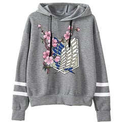 (pelēks-S）Attack on Titan Hoodies Men Funny Japanese Anime Streetwear цена и информация | Мужские толстовки | 220.lv