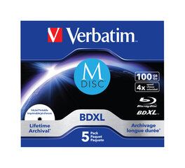 Verbatim M-DISC BD-R 4x 100GB 5P JC Printable 43834 cena un informācija | Vinila plates, CD, DVD | 220.lv