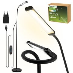 LED 9W CCT Dimmable Black ar regulējamu augstumu Longa Lumiled grīdas statīva lampa cena un informācija | Galda lampas | 220.lv