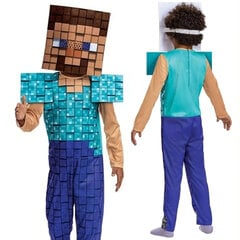 Minecraft kostīms, karnevāla kostīms Steve 127-136 cm (7-8 gadi) цена и информация | Карнавальные костюмы | 220.lv