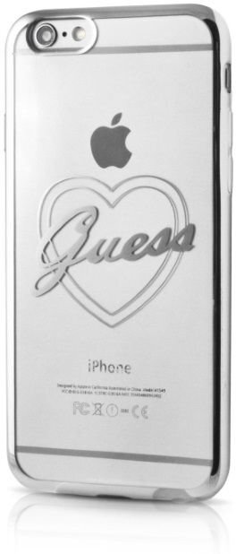 GUESS GUHCP7LTRHS Signature Heart Super plāns silikona Aizmugures maks Apple iPhone 7 Plus 5.5inch Caurspīdīgi Sudrabains cena un informācija | Telefonu vāciņi, maciņi | 220.lv